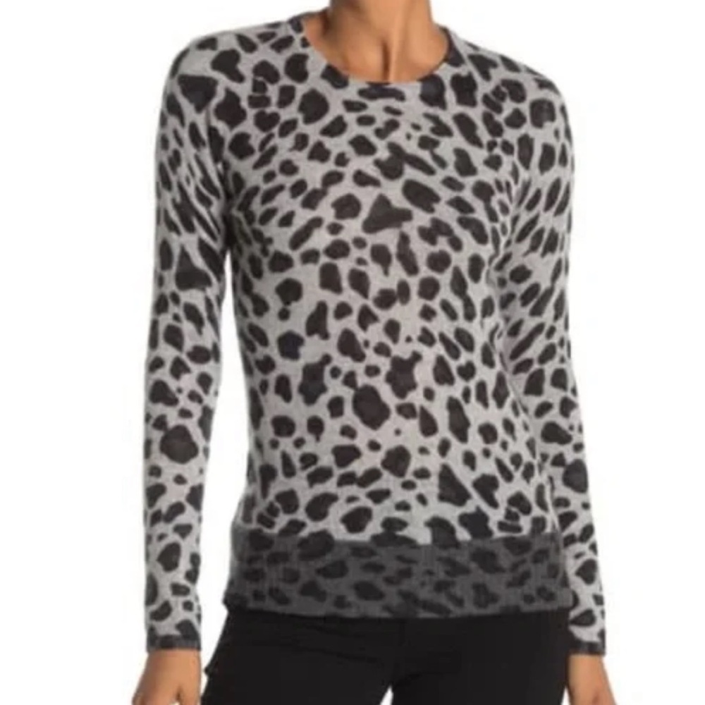 NWT Belle France 100% Cashmere Leopard Print Sweater | Size M